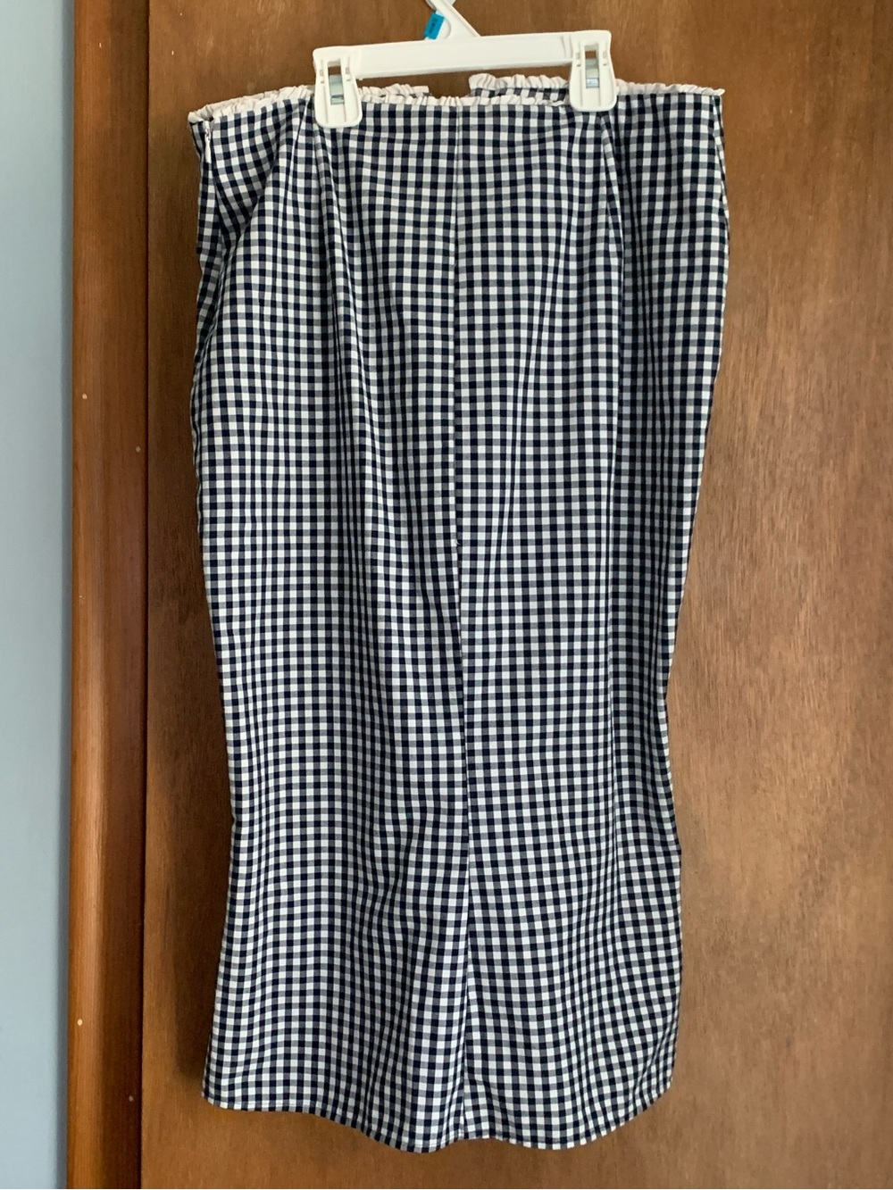 UK ZARA Navy & White Gingham Pencil Skirt